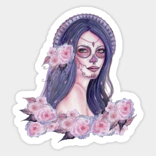 Chantilly Rose day of the dead art by Renee Lavoie Sticker